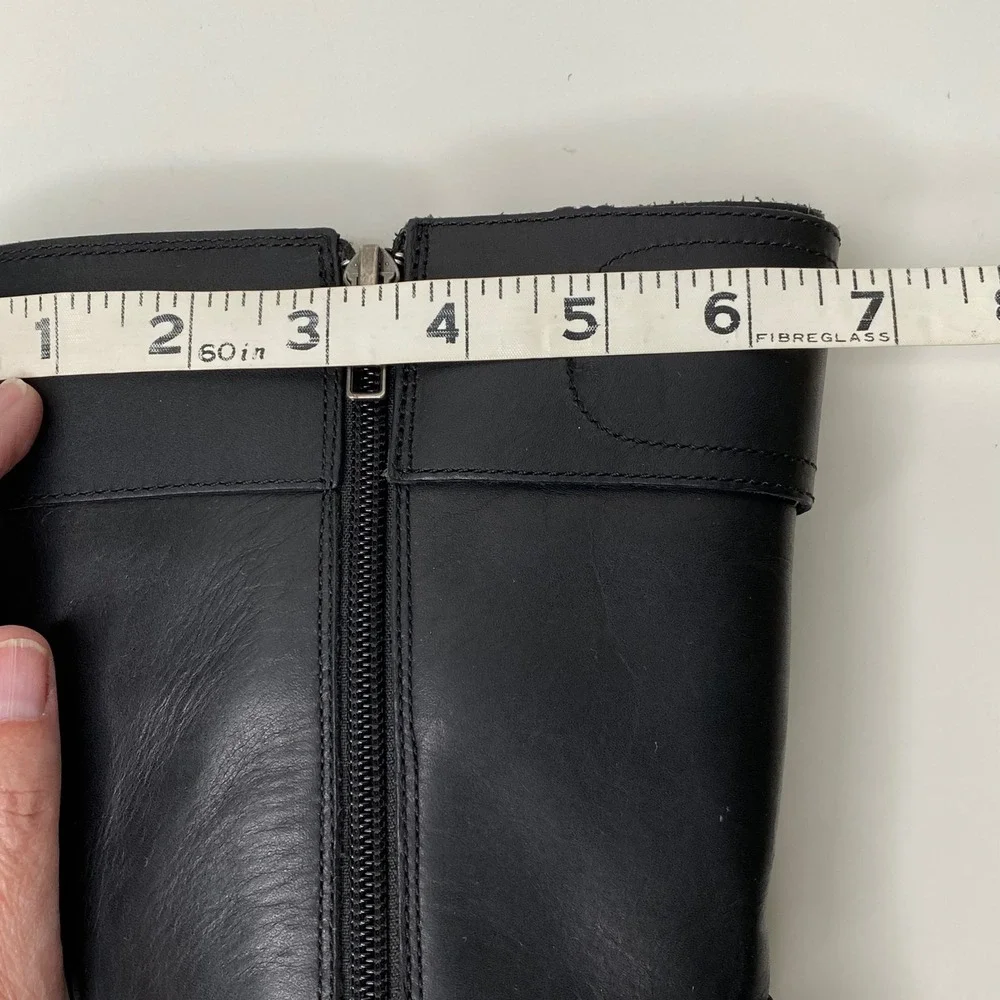 UGG Gershwin Black Leather‎ Tall Motorcycle Riding Boots Buckle Detail Size 7.5